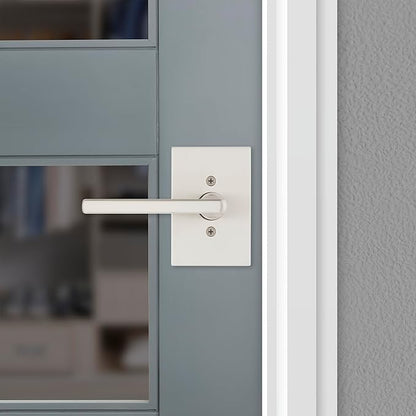 Kwikset Halifax Dummy Door Handle, Single Sided Lever for Closets, French Double Doors, and Pantry, Satin Nickel Non-Turning Reversible Interior Push/Pull Lever, with Microban Protection