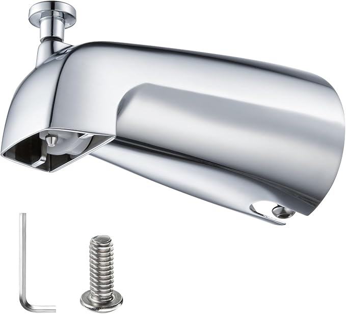 Slip-on Tub Spout with Diverter, Compatible with 1/2 Inch Copper Tube Fit, Bathroom Bathtub Spout 1-Pack (Polished Chrome)