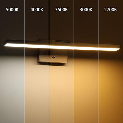 mirrea 24-Inch Brushed Nickel LED Vanity Light Over Medicine Cabinet, Modern 5CCT Dimmable Bath Bar Lighting with Extendable Arm for Bathroom