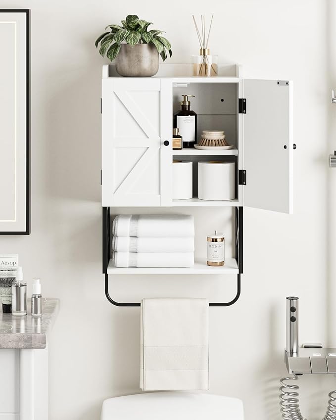 Masupu Bathroom Cabinet Wall Mounted, Wooden Medicine Cupboard with Adjustable Shelves, Space-Saving Wall Storage Unit for Bathroom, Kitchen and Living Room (9"D x 15.35"W x 27.16"H,Countrye White)