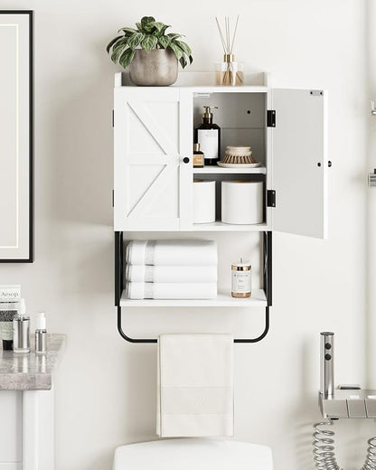 Masupu Bathroom Cabinet Wall Mounted, Wooden Medicine Cupboard with Adjustable Shelves, Space-Saving Wall Storage Unit for Bathroom, Kitchen and Living Room (9"D x 15.35"W x 27.16"H,Countrye White)