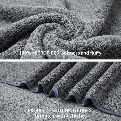 Ultra Soft Bath Towel Set,12 Piece (4 Bath Towels,4 Hand Towels,4 Washcloths) Family Bathroom Towels Set with Hanging Loop,Quick Dry Extra Absorbent Shower Towel for Bathroom,Hotel,Spa-Dark Gray