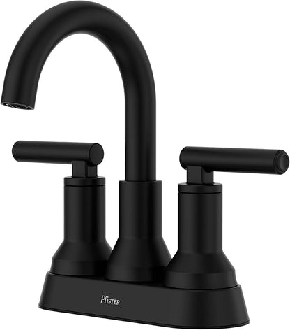 Pfister Capistrano Bathroom Sink Faucet, 4-Inch Centerset, 2-Handle, 3-Hole, NSF Certified, Spot Defense Matte Black Finish, LF048CSOSDB