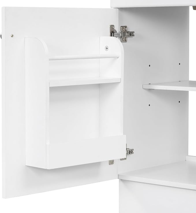 Christopher Knight Home Doreen 18" Bathroom Vanity with Ceramic Sink, Bathroom Vanity Cabinet with Door Organizer,Wooden Bathroom Storage Cabinet with Adjustable Shelf,Pedestal Sink with Storage,White
