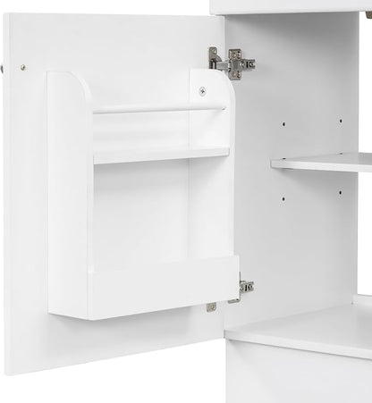 Christopher Knight Home Doreen 18" Bathroom Vanity with Ceramic Sink, Bathroom Vanity Cabinet with Door Organizer,Wooden Bathroom Storage Cabinet with Adjustable Shelf,Pedestal Sink with Storage,White