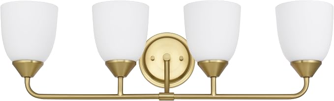 Gold 4-Light Traditional Bathroom Vanity Light Fixtures Over Mirror, Modern Vanity Lights for Living Room, Standard E26 Base, Aged Brass