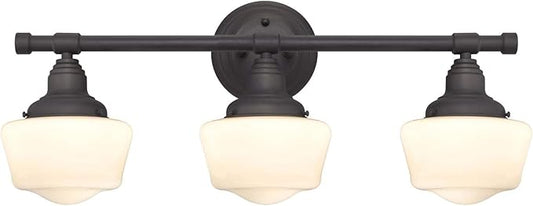 Westinghouse 6342100 Scholar Three-Light Indoor Wall Fixture, Oil Rubbed Bronze Finish with White Opal Glass , Oil-rubbed Bronze