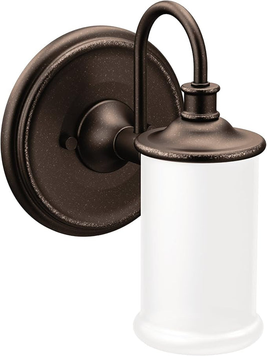 Moen YB6461ORB Belfield 1-Light Dual-Mount Bath Bathroom Vanity Fixture with Frosted Glass, Oil Rubbed Bronze