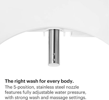 Brondell LT89 Electric Bidet Toilet Seat, Fits Round Toilets, White – Side Arm Control, Warm Water Wash, Strong Wash Mode, Stainless-Steel Nozzle, Nightlight and Easy Installation