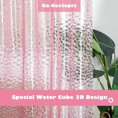 Ga-Geetopia EVA 3D Pink/Magenta Water Cube Plastic Shower Curtain Liner - Premium Light Weight 72" x 72" Bathroom Shower Showroom Curtain Liner with Rustproof Metal Gromments and Weighted Magnet