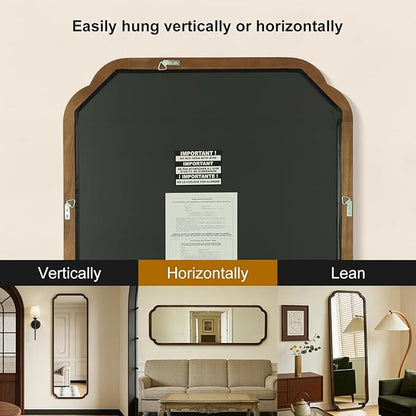 Full Length Mirror Wall Mounted 71"x24", Rustic Wooden Frame Floor Mirror, Large Full Body Mirror for Bedroom, Leaning or Hanging Against Wall (Walnut Solid Wood)
