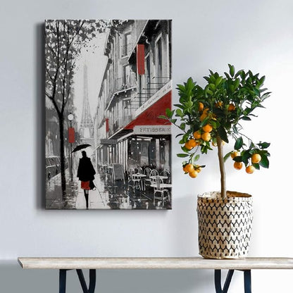 Renditions Gallery Nature Canvas Wall Art Home Paintings & Prints Misty Winter Eiffel View Romantic Modern Canvas Artwork Decorations for Bedroom Office Kitchen Wall Hanging - 24"x36" LT02