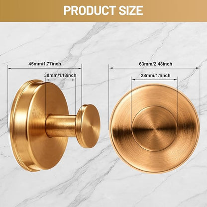 Suction Cup Hooks for Shower No-Drill Bathroom Hooks for Towels, Robes, Loofah Mountable on Bathroom Walls, Kitchen, Glass, Mirrors, Tile and Smooth,Non-Porous Surfaces (2, Champagne Bronze)