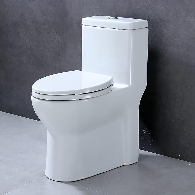 CYRRET Toilet Seat Round with Lid, Slow Close, Easy to Install and Clean, Durable Plastic, White, Replacement Toilet Seats, Fits Standard Round Toilets Bowl