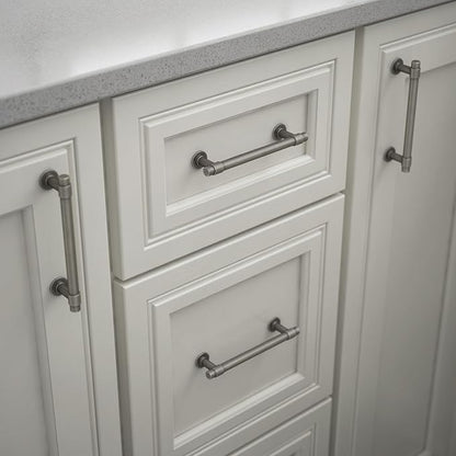Franklin Brass Francisco (10-Pack) Cabinet Handles 5-1/16" Hole Center Vintage Pulls | Heirloom Silver Hardware Kitchen Door, Drawers, Dressers, Furniture P29618K-904-B