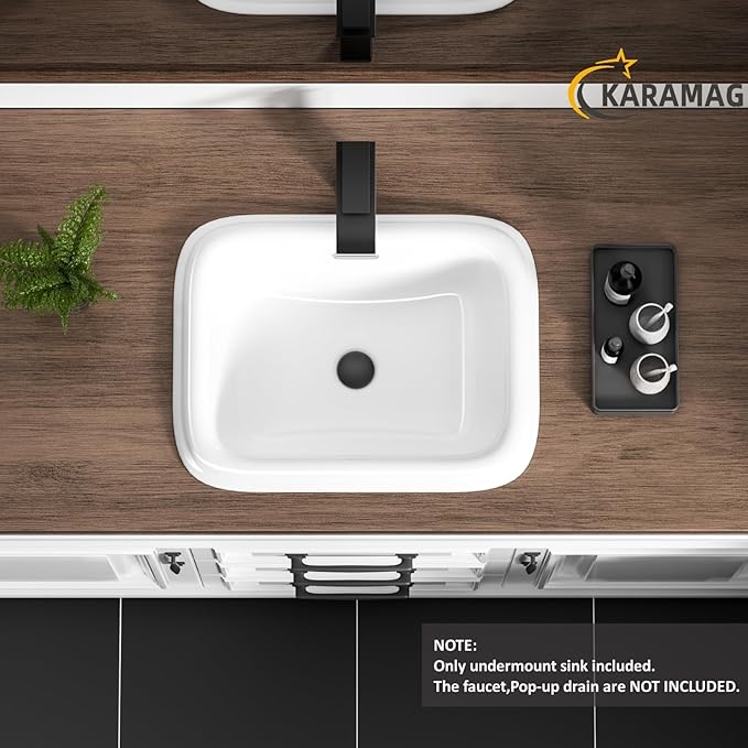 Bathroom Vessel Sink 19x15 Inch Drop In Bathroom Sink Rectangular Semi Recessed Bathroom Sinks with Overflow White Ceramic Modern Sinks Bowl Vanity Above Counter Basin