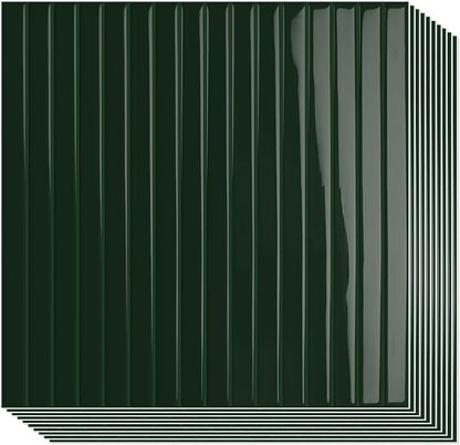 10-Sheet Upgraded Thick Peel and Stick Kitchen Backsplash Tiles | Waterproof Premium Self-Adhesive Wall Tile Stick on Backsplash for Kitchen,Bathroom and Fireplace(Green,12"×12")