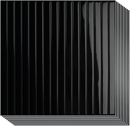 10-Sheet Upgraded Thick Peel and Stick Kitchen Backsplash Tiles | Waterproof Premium Self-Adhesive Wall Tile Stick on Backsplash for Kitchen,Bathroom and Fireplace(Black,12"×12")