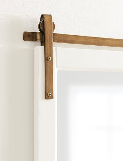 Kate and Laurel Skylan Modern Farmhouse Decorative Wood Framed Wall Mirror; 24 x 30; White and Antique Gold; Barn Door-Inspired Transitional Wall Hanging Mirror for Bathroom or Living Room Uses