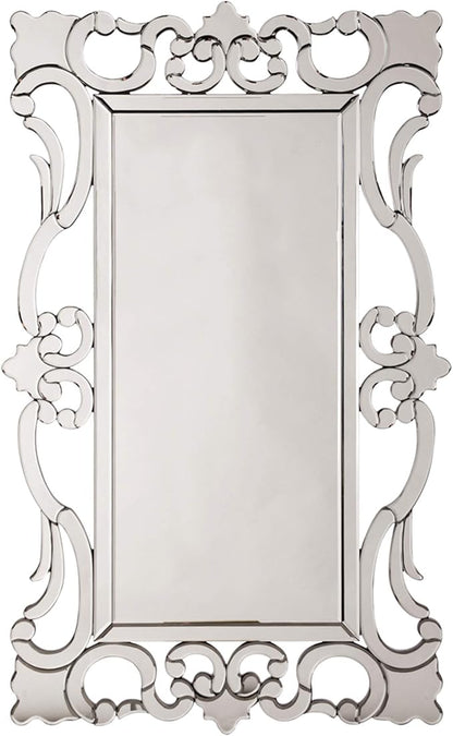 Howard Elliott Collection Large Rebecca Rectangular Venetian Wall Hanging Mirror, Antique Accent Design with Mirrored Frame, Wall Mirror for Home, Living Room, Entryway and Bathroom, 47 x 29 Inch