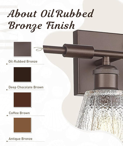 HWH Rustic Bathroom Light Fixture, Clear Floral Glass, 5HJX110B-5W ORB | Oil-Rubbed Bronze Finish, 34 Inch Bathroom Vanity Light Over Mirror, Vanity Lights for Bedroom, Sized At 34 In Fixture Size