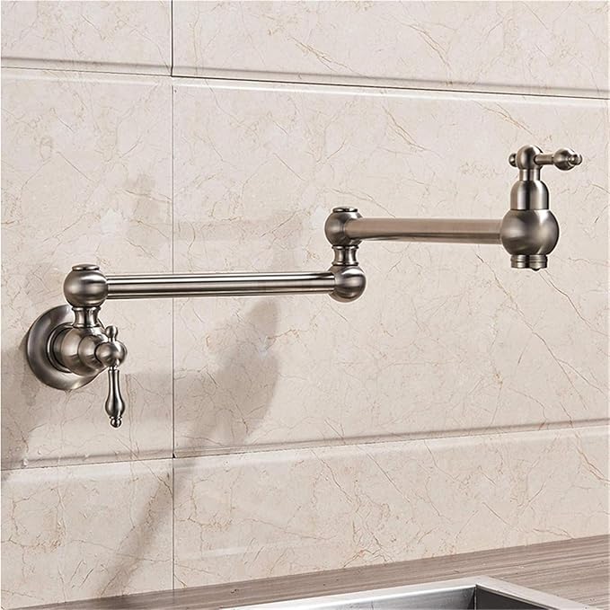 Single Handle Bathroom and Kitchen Faucet Cold Water Folding Basin Tap Single Hole Installation(Brushed Nickel)