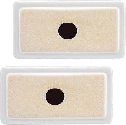 RattanView 2 Pcs Chalk White Porcelain Ceramic Towel Bar Rod Rack Post Holder Bracket Tile Set Mid Century Modern Vintage Retro Ceramic Bathroom Towel Holder Porcelain Bathroom Accessories