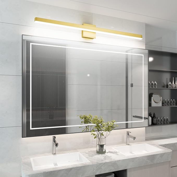Aipsun Gold Bathroom Light Fixtures 40inch Modern LED Vanity Light for Bathroom Gold Vanity Lights Fixtures 5500K