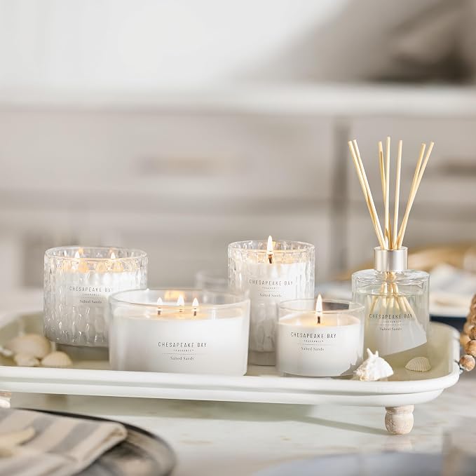 Chesapeake Bay, 8oz Salted Sands Scented Candle, Mood Evoking Fragrance, Textured Sea Glass-Inspired Jar, Premium Soy Blend Wax with Essential Oils, Coastal Fragrance for Home Décor or Gifting