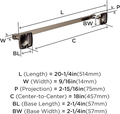 Amerock BH36093G10 | Brushed Nickel Towel Bar | 18 in (457 mm) Towel Rack | Stature | Bathroom Towel Holder | Bathroom Hardware | Bath Accessories