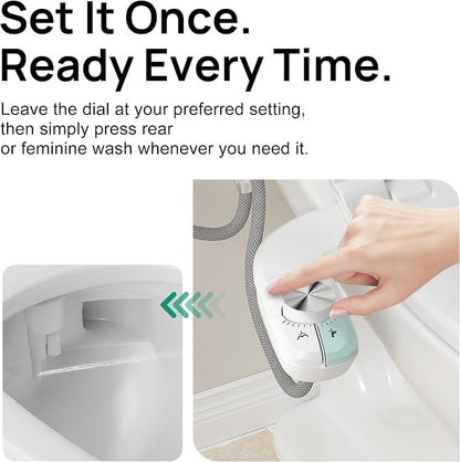 hansrapo Slim Bidet Attachment for Toilet, Dual Nozzle Fresh Water Bidet with Preset Water Pressure Control, Metal-Finish Dial Adjustment, Self-Cleaning, Quick-Release Non-Electric Bidet Attachment | Preset Water Pressure, Self-Cleaning button, one qui...
