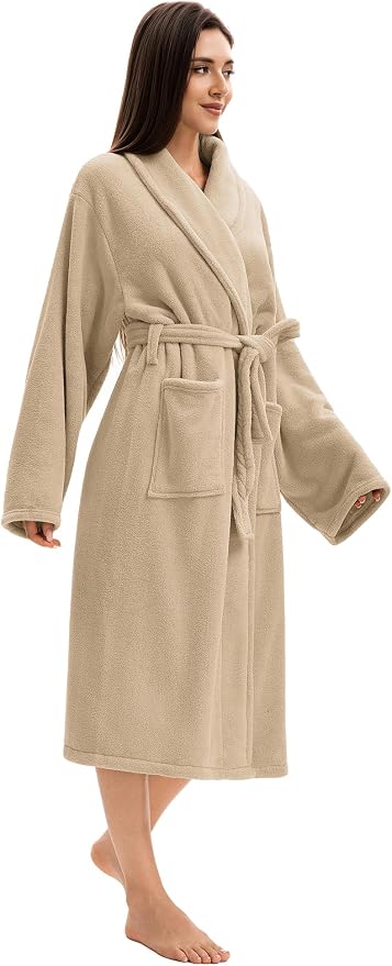 Soft Robe For Women，Warm Plush Bath Robes Female，Spa Towel After Shower Lightweight Long Bathrobe