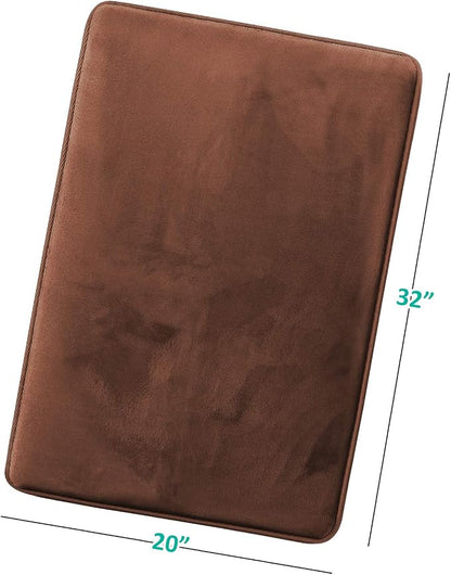Clara Clark Bathroom Rugs, Velvet Memory Foam Bath Mat, Non-Slip, Machine Washable Bath Rugs - Dries Quickly, Ultra Soft Plush Bath Mats for Bathroom, 20 x 32, Chocolate Brown