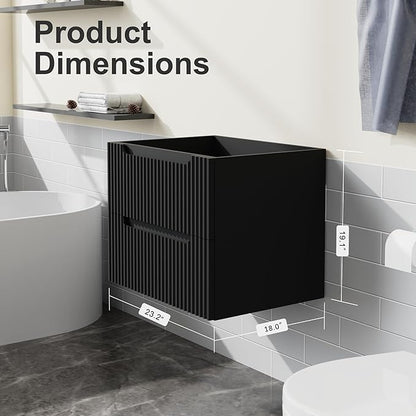 24” Floating Bathroom Vanity Cabinet Wall-Mounted Bathroom Vanity in Black, Sink Basin Not Included