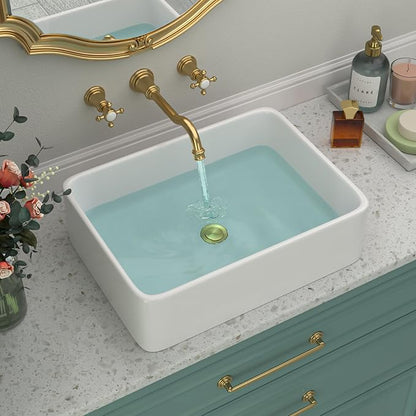 Rectangular Vessel Sink - Beslend 19''x15'' Bathroom Sink Rectangle Above Counter White Ceramic Porcelain Vessel Sinks Art Basin