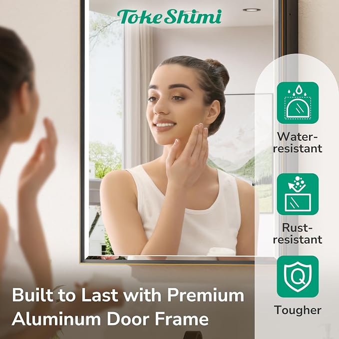 TokeShimi 24 x 30 Recessed Medicine Cabinet, Oil Rubbed Bronze Bathroom Medicine Cabinet with Mirror, Stepless Adjustable Shelves, Beveled Aluminum Frame, DTC Hinge