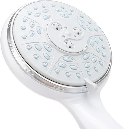 Camco RV Shower Head - Features Convenient On/Off Switch & 5 Different Spray Patterns - Designed to Conserve Potable Water - Simple to Clean w/Rubber Spray Tips - White (43711) | Conserves potable water, rubber tips for easy cleaning, 4 in diameter, 9 ...