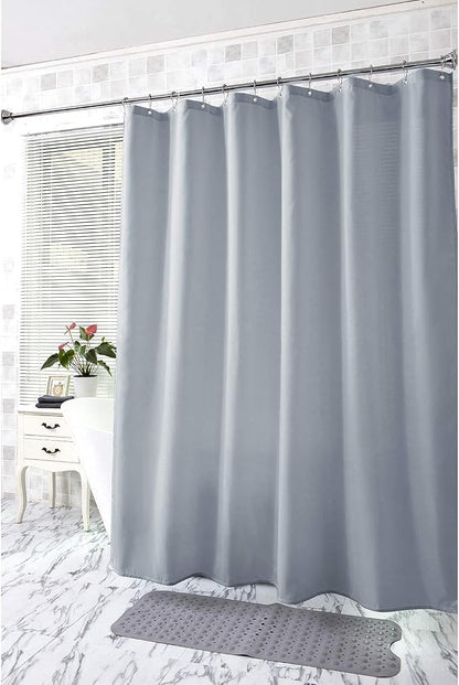 Amazer Light Gray Shower Curtain Liner, Light Gray Fabric Shower Liner, 2-in-1 Bathroom Shower Curtain and Liner, 12 Grommet Holes, Water Proof, Machine Washable, Hotel Quality, 72 x 72 Inches