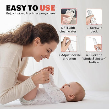 Portable Bidet for Travel, Rechargable USB-C 3 High Pressure Modes Travel Bidet Compact Waterproof Handheld Sprayer Device for Women, Men, Babies - Ideal for Personal Hygiene