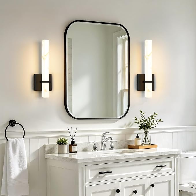 Modern LED Wall Sconces 15-inch Black Bathroom Sconces Set of 2 Up and Down Wall Mount Light 5CCT Dimmable Sconce Lighting Bedroom Living Room Hallway (Hardwired)