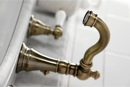 Fauceture FSC19733APL American Patriot Widespread Bathroom Faucet with Brass Pop-Up, Antique Brass