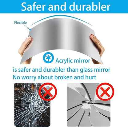 16" x 12" x 1Pcs Acrylic Mirror Sheet, Decorative Wall Mirror | Flexible Body Mirror Tiles with Self Adhesive Tapes, Non Glass Mirror Stickers for Bathroom Bedroom Home Wall Decor
