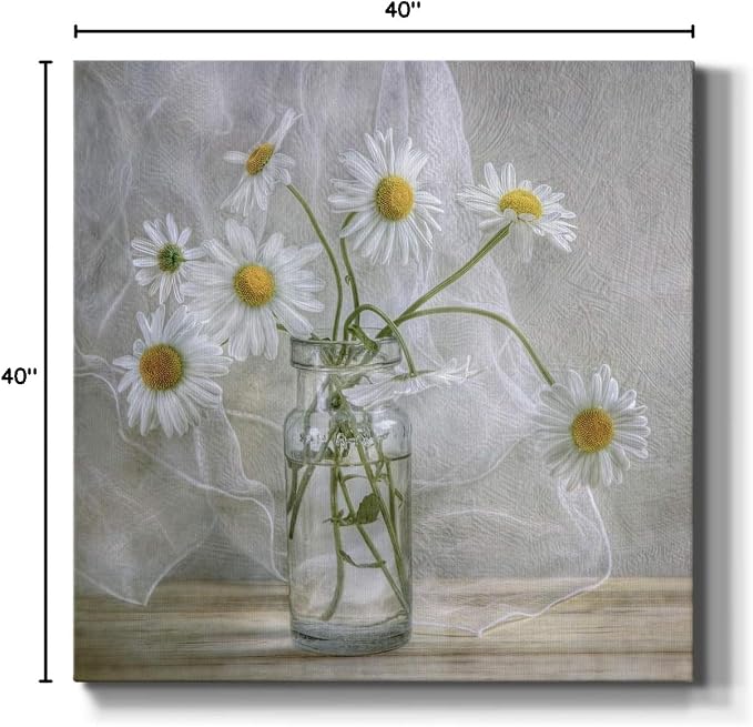 Renditions Gallery Daisies Wall Art, Premium Gallery Wrapped Canvas Decor, Ready to Hang, 40 in H x 40 in W, Made in America Print