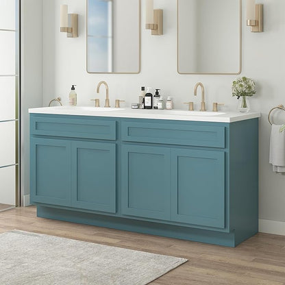 Vanity Art 78 Inch Bathroom Base Cabinet Only, Double Sink Top (Not Include Sink) with Door & Soft Close Hinge, Unassembled Floor Cabinet, Green, 2ea 39 Inch Combo