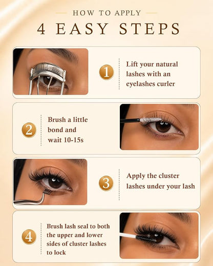 QUEWEL Wispy Eyelash Extension Kit 100D Manga Lash Clusters with Spikes | 280PCS Individual Volume Anime Lashes, D Curl Spiky Manga Lash Clusters,100D Lash Clusters Kit With Bond and Seal, Tweezers