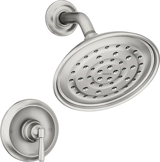 Moen Halle Spot Resist Brushed Nickel Shower Faucet Trim Set featuring Wide Showerhead and Lever Handle with Posi-Temp Valve Included, 82971SRN