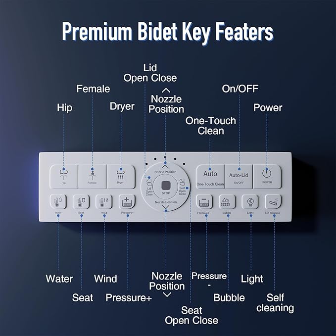 Bidet Toilet Seat with Voice Control, Bubble Shield, Toilet Seat Elongated with Warm Water & Dryer, Sensor Auto Open/Close, LED Temp Display, Smart Toilet for Bathroom