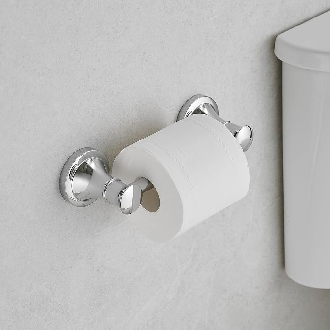 Bathroom Toilet Paper Holder Wall Mount Tissue Holder Polished Chrome | Rustproof Toilet Tissue Roll Holder, Flexible Double Post Pivoting Handle, Bathroom Accessories SUS304 Stainless Steel