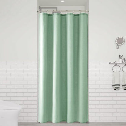 Aqua Green 42 Inch Shower Curtain - Stall Narrow Half Linen Ultra Thick Fabric Shower Curtain Set with Hooks, Boho Farmhouse Rustic RV Camper Bath Curtains for Bathroom, 42x72