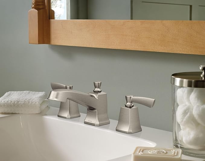 Moen Conway Spot Resist Brushed Nickel Two Handle Widespread Bathroom Sink Faucet with Valve Included, 84926SRN